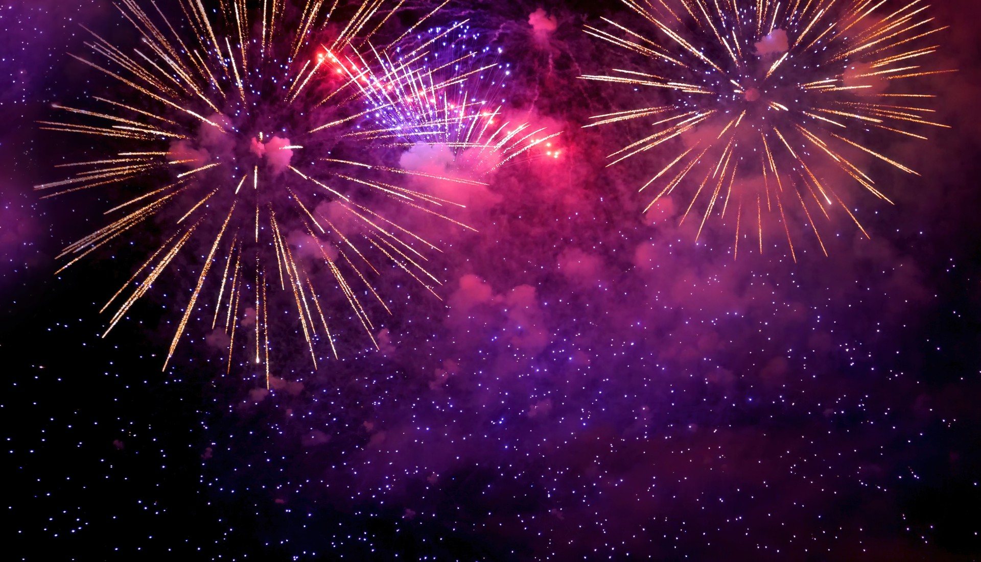 Purple Firework celebrate anniversary happy new year 2025, 4th of july holiday festival. Purple firework in night time celebrate national holiday. Violet firework Countdown to new year 2025 festival