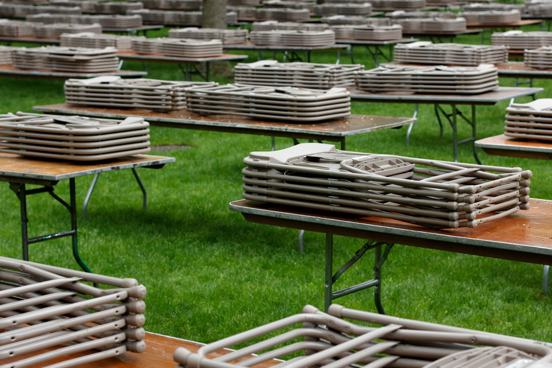 Tables and Chairs on a Lawn